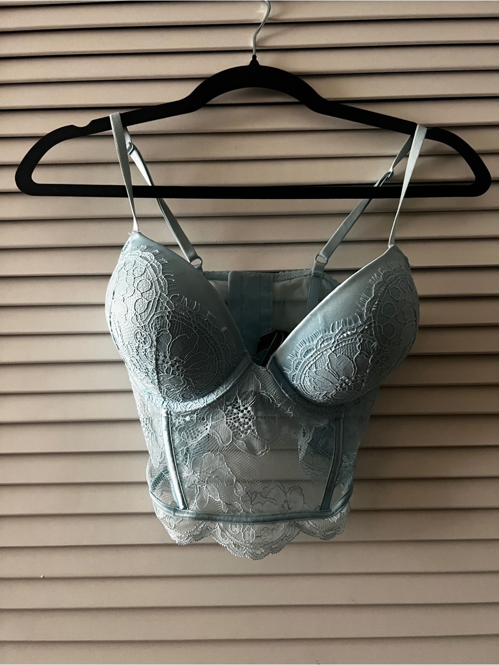 Lace Longline Bralette Corset Top - sky blue
